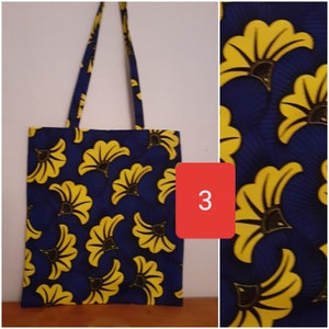 ENVOI RAPIDE Tote bag, just bag, sac de courses, cabas, en wax style africain fleurs de mariage. Cadeau gift mode Color 3