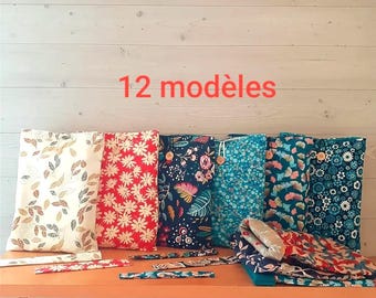 Bedrukte boekomslag met Japanse waaiers of schelpen, met een gratis stoffen bladwijzer, gewatteerd katoen, origineel cadeau-idee