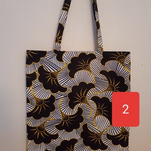 ENVOI RAPIDE Tote bag, just bag, sac de courses, cabas, en wax style africain fleurs de mariage. Cadeau gift mode Color 2