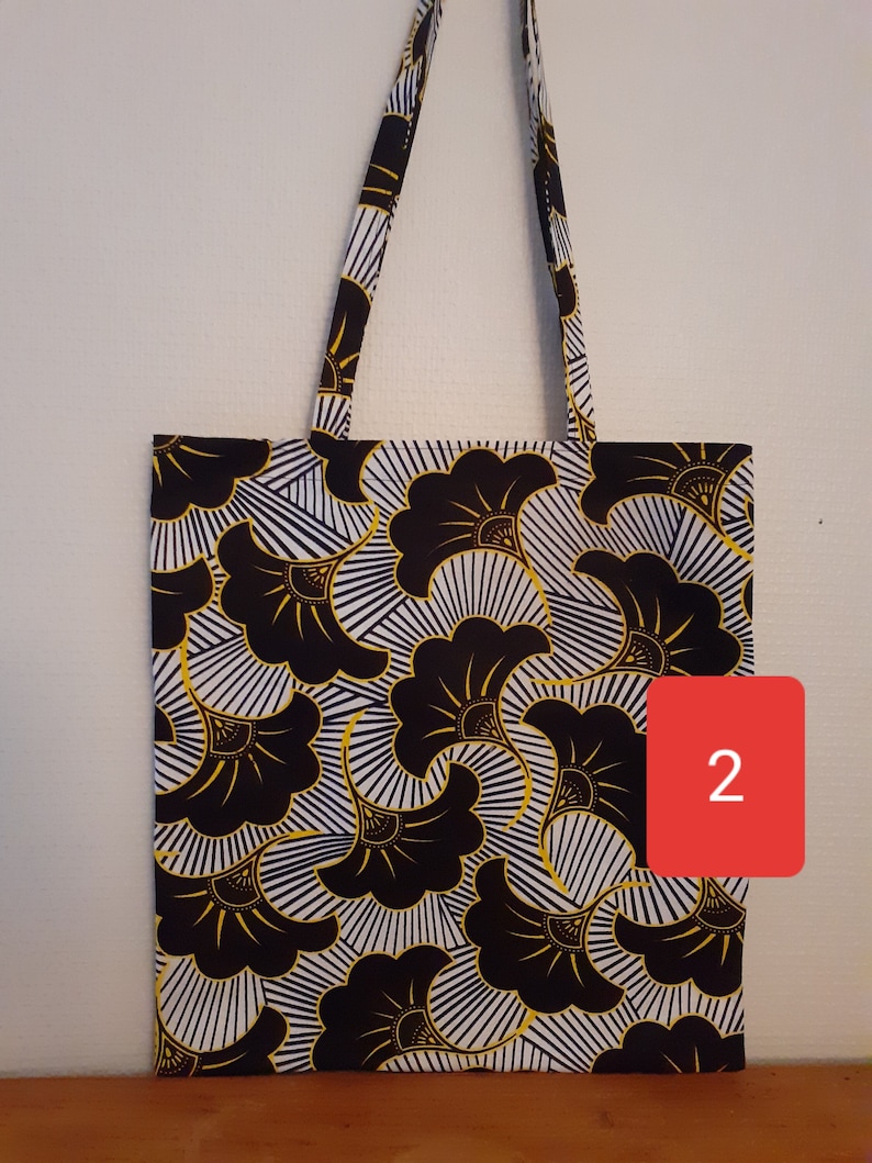 ENVOI RAPIDE Tote bag, just bag, sac de courses, cabas, en wax style africain fleurs de mariage. Cadeau gift mode Color 2