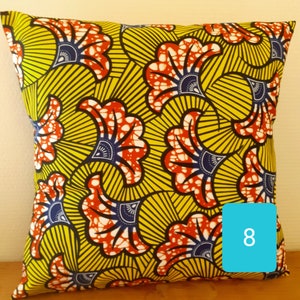 Plusieurs dimensions housse de coussin en wax 40X40 30x50 45X45 50X50 60X60 style africain fleurs de mariage image 5