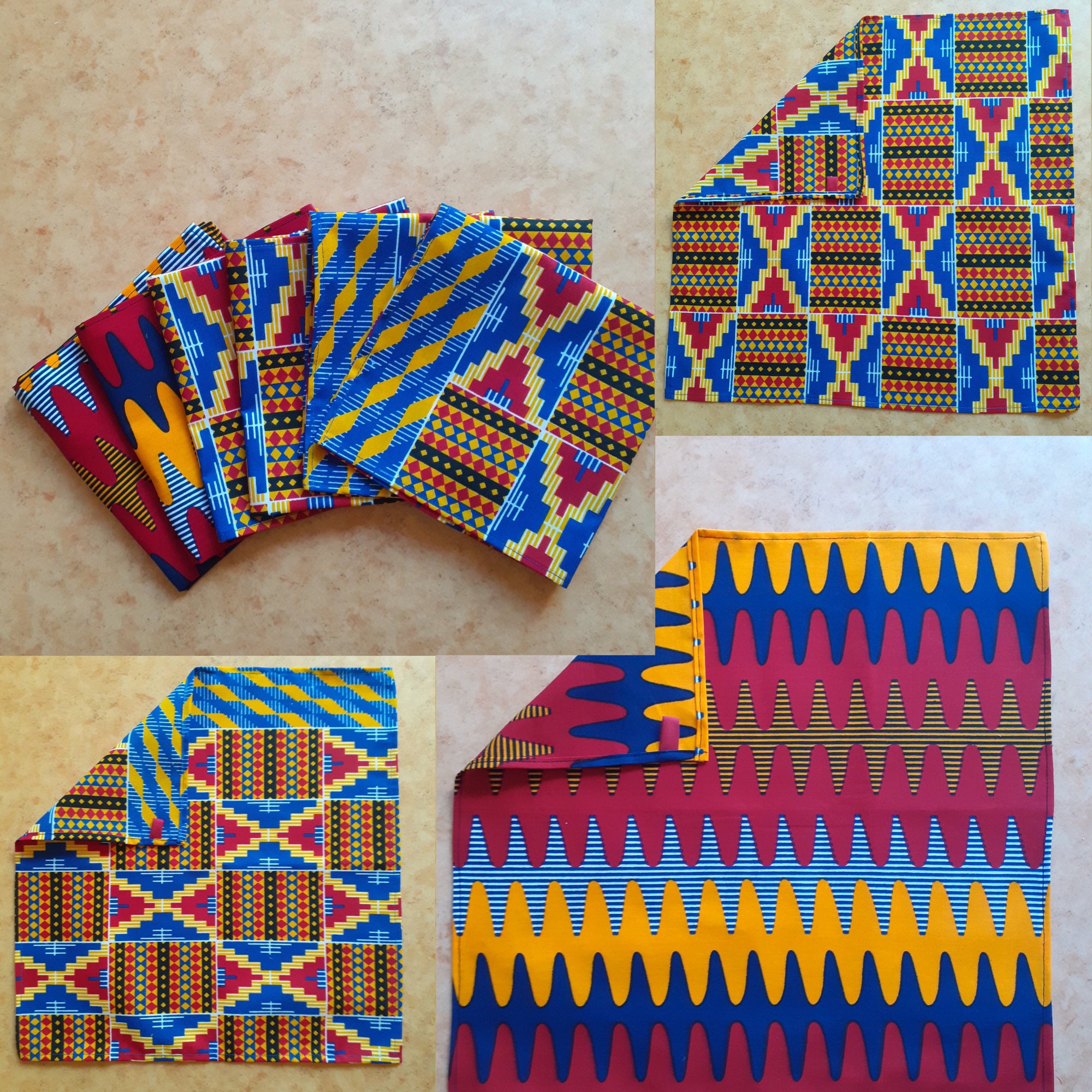 Serviette de Table en Tissu Coton Wax Style Africain Kente Bogolan