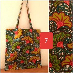 ENVOI RAPIDE Tote bag, just bag, sac de courses, cabas, en wax style africain fleurs de mariage. Cadeau gift mode Color 7