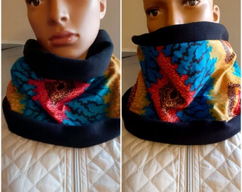 FAST SHIPPING Snood neck circumference, black fleece scarf and wax.