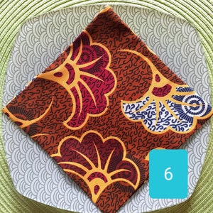 Serviette de table en tissu coton wax style africain fleurs de mariage image 8