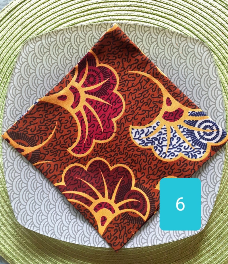 Serviette de table en tissu coton wax style africain fleurs de mariage image 8