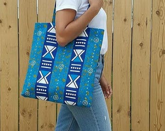 Unisex men's bogolan wax tote bag, mattress canvas style print