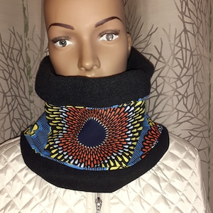 FAST SHIPPING Snood neckband, black fleece scarf and wax. image 1