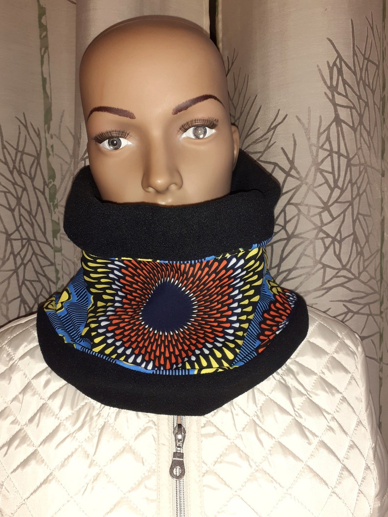 FAST SHIPPING Snood neckband, black fleece scarf and wax. image 1