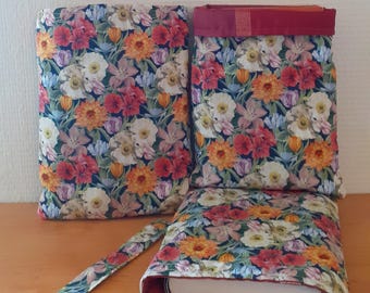 Funda de libro LIBERTY con marcapáginas de regalo, tela de algodón acolchada, idea de regalo original