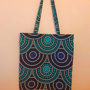 Wax draagtas in Afrikaanse stijl, boodschappentas, doelafdruk schijfrozet afbeelding 3