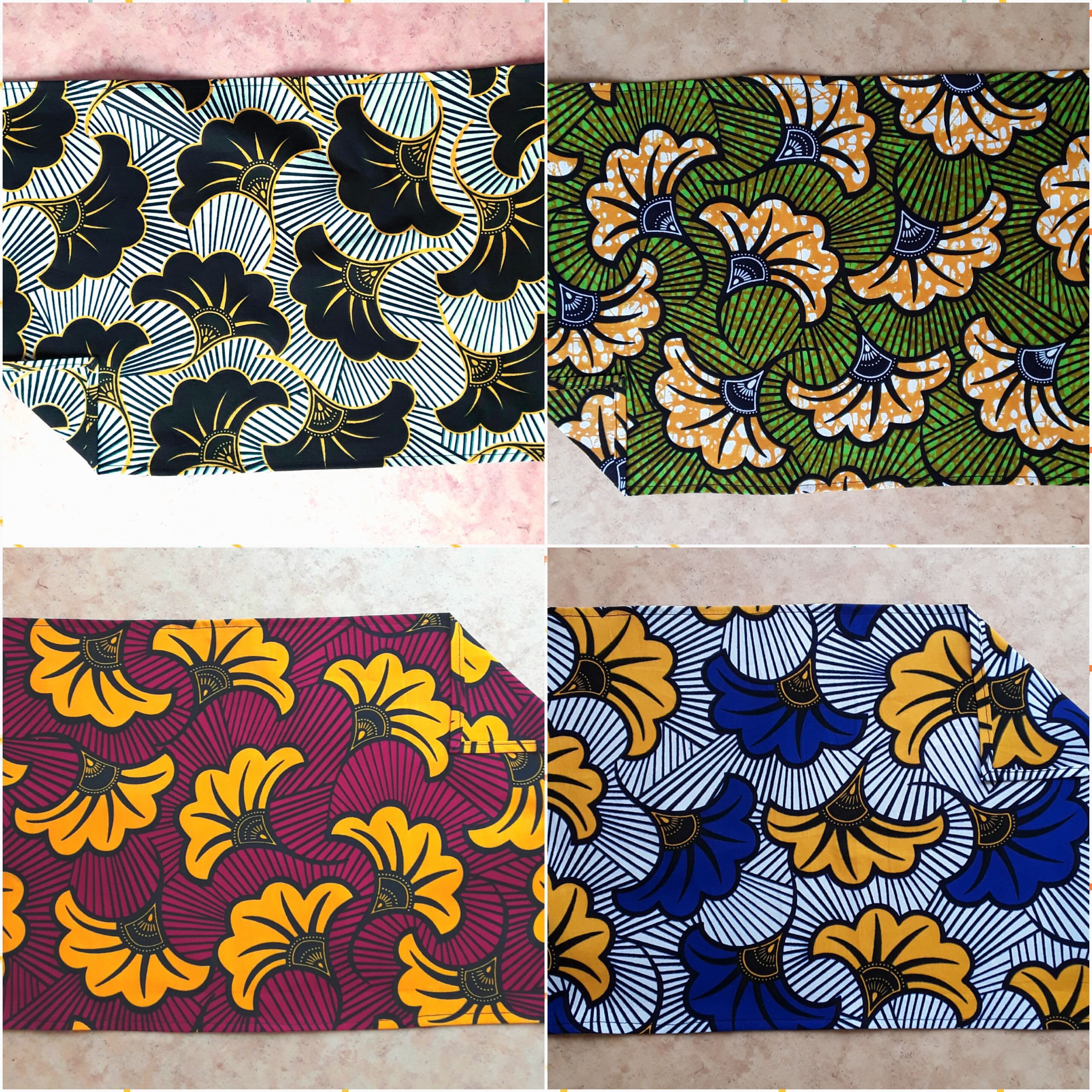 Set de Table en Tissu Wax Style Africain Napperon Dessous Assiette Protège Nappe Fleurs Mariage Bogo