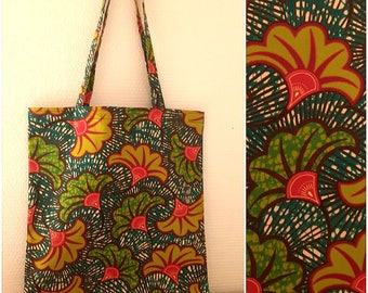 ENVOI RAPIDE Tote bag, just bag, sac de courses, cabas, en wax style africain fleurs de mariage.