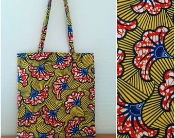 FAST SHIPPING Tote bag, just bag, shopping bag, shopping bag, in wax style African wedding flowers.