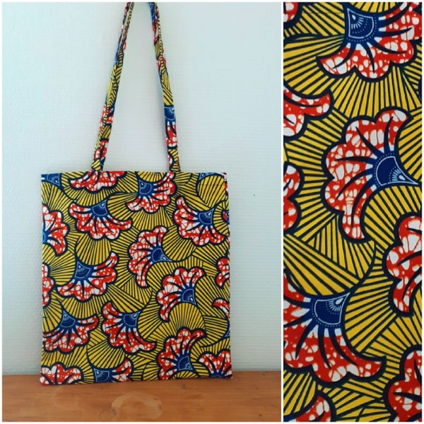 FAST SHIPPING Tote bag, just bag, shopping bag, shopping bag, in wax style African wedding flowers.