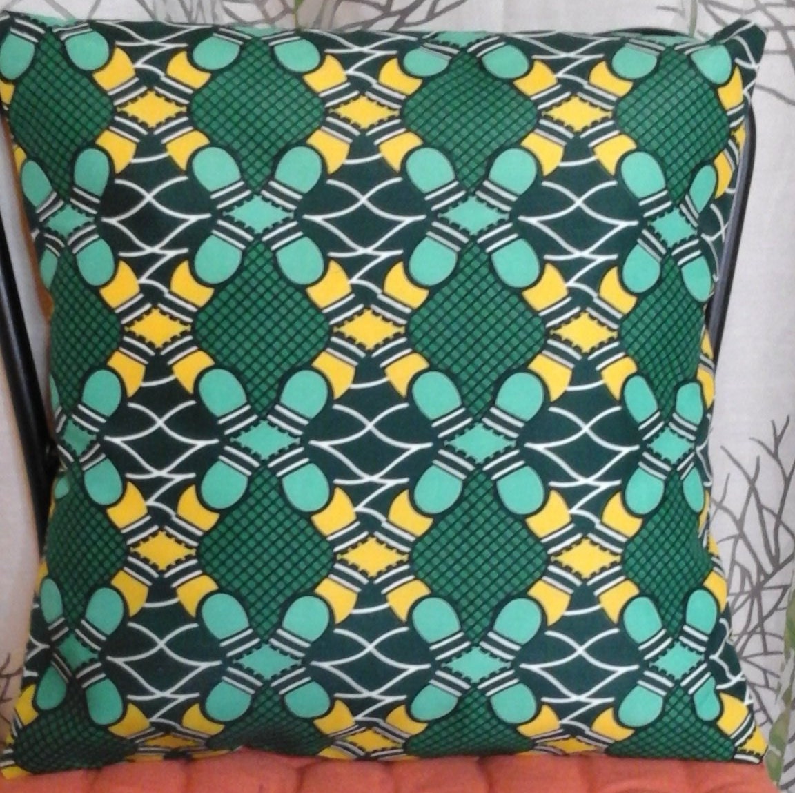 Envoi Rapide Housse Pour Coussin de 40 sur en Toile Wax Imprimée .