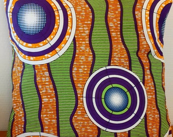 African style wax cushion cover with disc target print 40X40 centimeters sideways or 16X16 inches