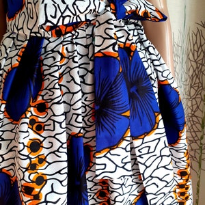 Several lengths, African style dress in wax cotton printed with large flowers, flared for weddings and ceremonies image 4