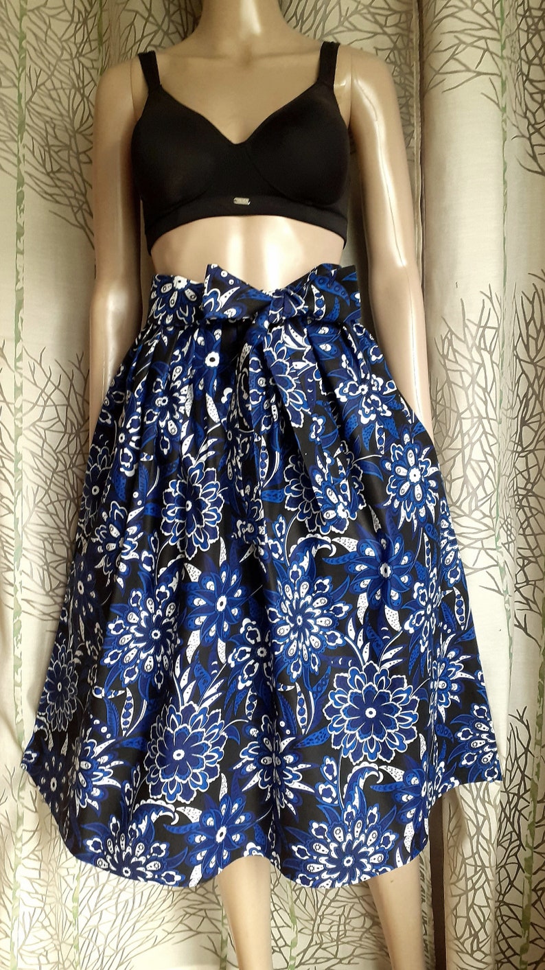 Several lengths, flared skirt in African style wax print flowers, short skirt, mid-length skirt, midi skirt, maxi skirt image 2