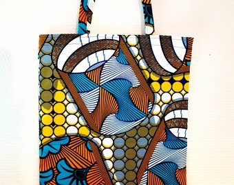 ENVOI RAPIDE Tote bag, just bag, sac de courses, cabas, en wax style africain fleurs de mariage. Cadeau gift mode