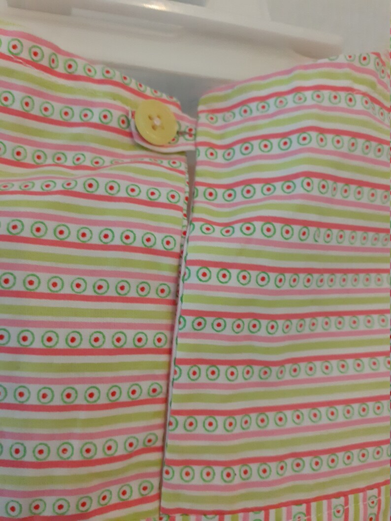 Robe 12 mois , 18mois et 2 ans estivale rose, saumon,vert anis et blanc en coton. image 2