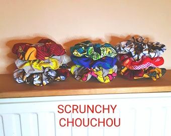 Chouchou en wax, scrunchy wax headband style africain pagne batik