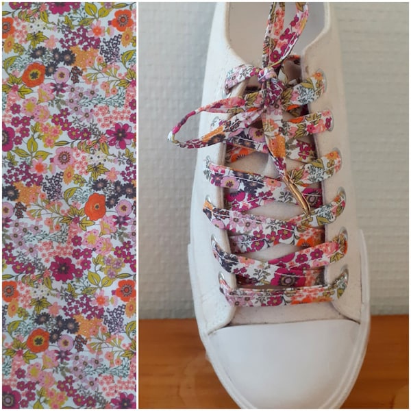 Lacets pour chaussures en coton imprimé fleuri, petites fleurs