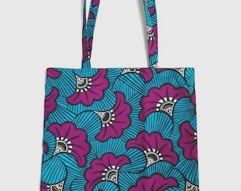 ENVOI RAPIDE Tote bag, just bag, sac de courses, cabas, en wax style africain fleurs de mariage.