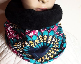 ENVÍO RÁPIDO Banda para el cuello de Snood, bufanda de lana negra y cera.