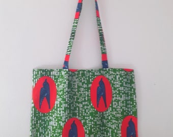 FAST SHIPPING Tote bag, just bag, shopping bag, tote bag, African style wax print bag with swallows, migratory bird