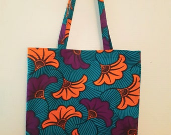 FAST SHIPPING Tote bag, just bag, shopping bag, tote bag, in African wax style wedding flowers.