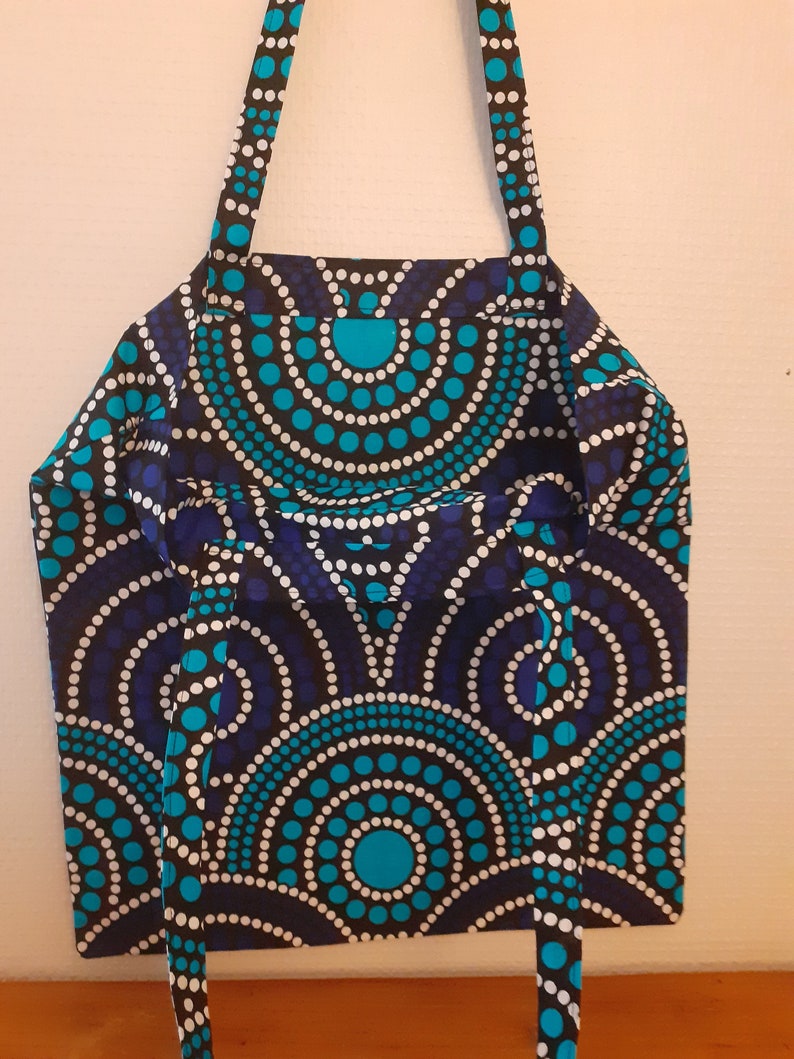 Tote bag en wax style africain sac de courses fourre tout cabas imprimé cible disque rosace image 4