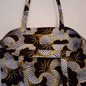 ENVOI RAPIDE Tote bag, just bag, sac de courses, cabas, en wax style africain fleurs de mariage. image 2