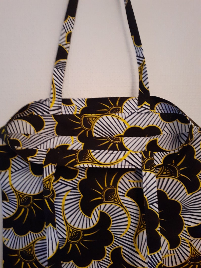 ENVOI RAPIDE Tote bag, just bag, sac de courses, cabas, en wax style africain fleurs de mariage. image 2