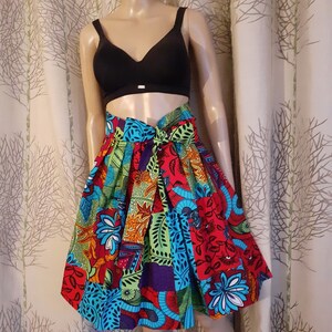 Skirt in African style wax print like patchwork. Several lengths, flared skater skirt image 3