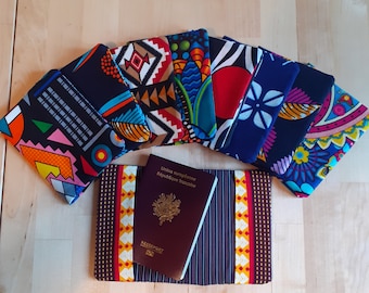 Plusieurs couleurs, étuis passeports, protège passeport en wax pagne batik tissu africain,Cadeau gift mode