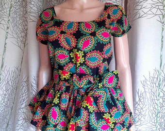 Tunique péplum crop top en wax style africain