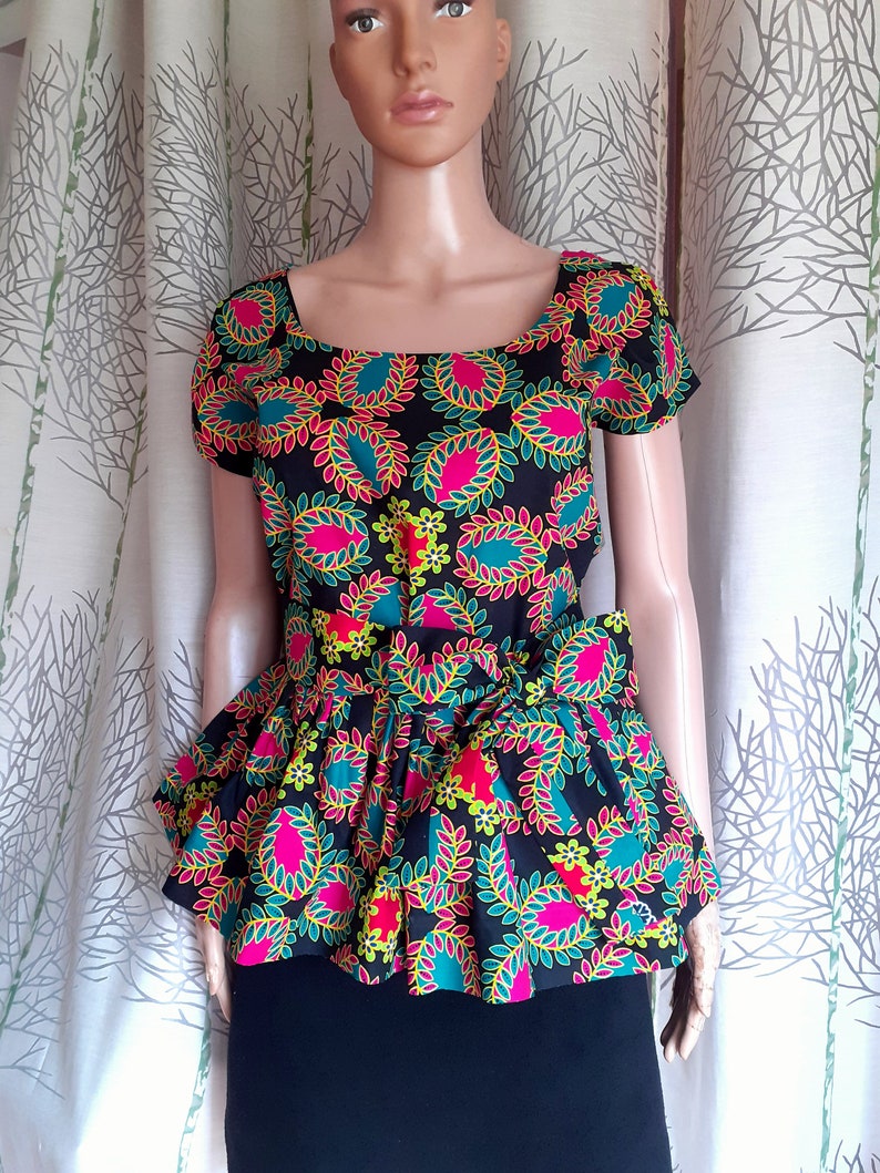 Tunique péplum crop top en wax style africain image 1