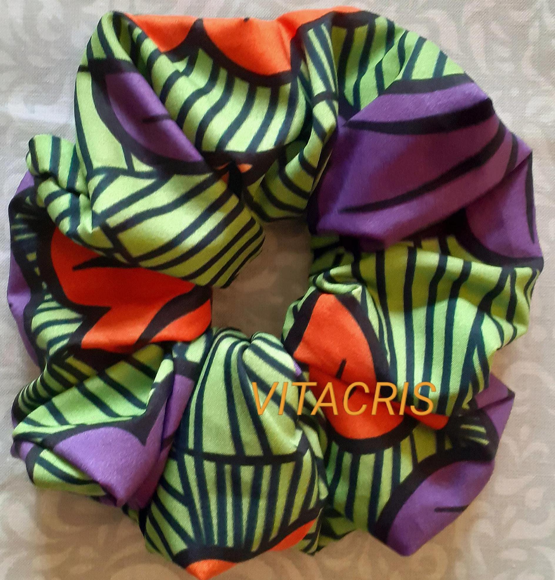 Chouchou XL scrunchy, scrunchie, headband in African style wax wedding flowers in satin