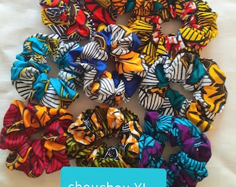 XL scrunchy, scrunchie, headband in African wax style wedding flowers