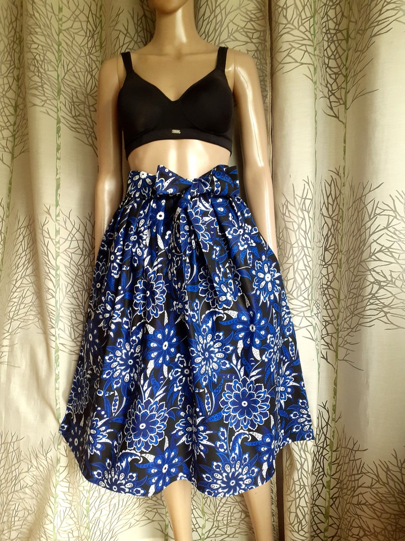 Several lengths, flared skirt in African style wax print flowers, short skirt, mid-length skirt, midi skirt, maxi skirt image 1