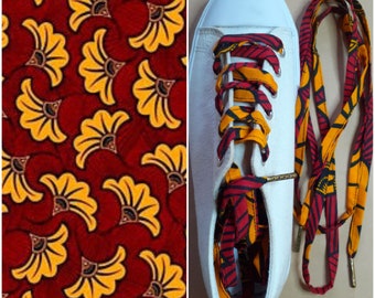 Paire de lacets grande longueur style africain en wax unisexe
