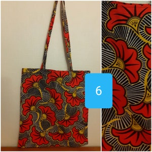 ENVOI RAPIDE Tote bag, just bag, sac de courses, cabas, en wax style africain fleurs de mariage. Cadeau gift mode Color 6