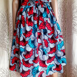 Several lengths, flared skirt in African style wax print flowers, short skirt, mid-length skirt, midi skirt, maxi skirt image 2