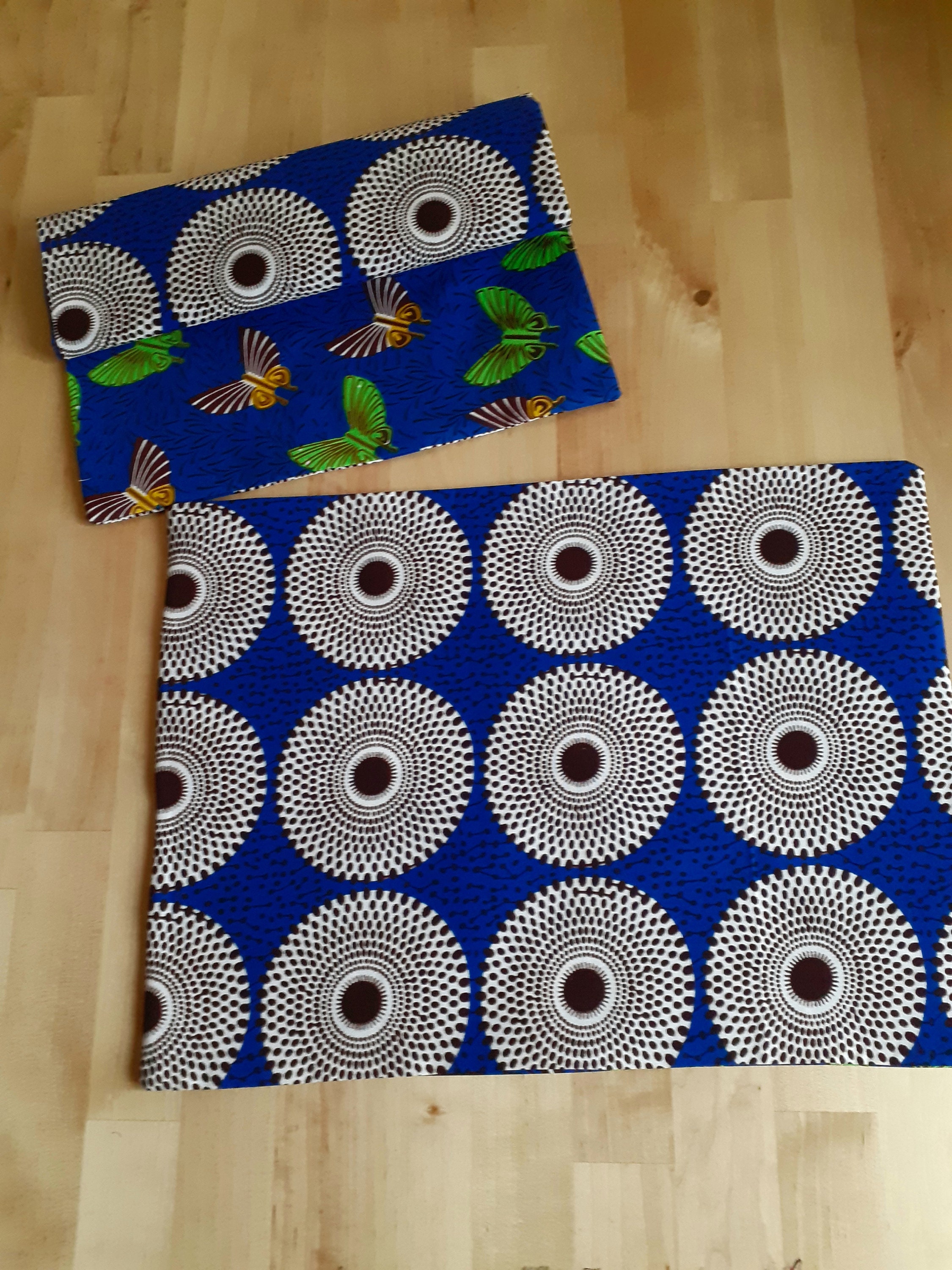 Reversible Lot de 2 Sets Table en Tissu Wax Africain Napperon Dessous Assiette Protège Nappe