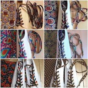 Pair of long length African style wax print laces