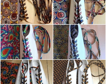 Pair of long length African style wax print laces