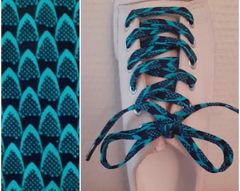 Pair of long length African style laces in unisex wax print with scales