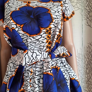 Several lengths, African style dress in wax cotton printed with large flowers, flared for weddings and ceremonies image 6