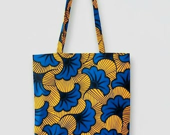 ENVOI RAPIDE Tote bag, just bag, sac de courses, cabas, en wax style africain fleurs de mariage. Cadeau gift mode